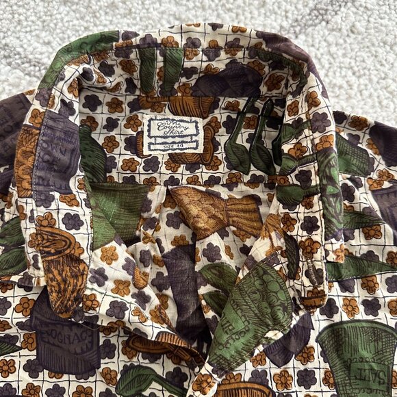 Vintage 60s/70s 'The Country Shirt' Kitchen Food Print Button-Up Novelty Print B - Picture 2 of 8